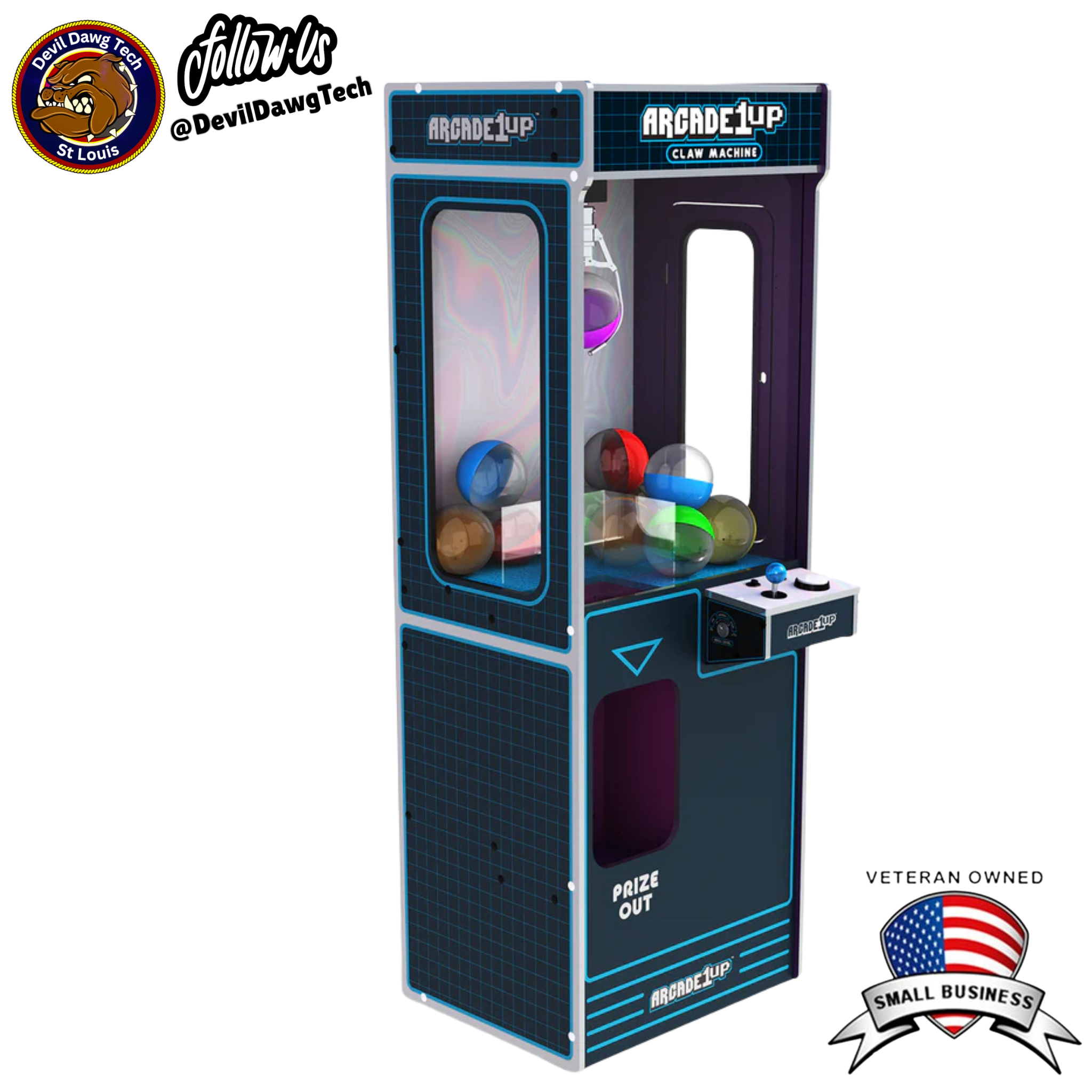 Arcade1Up Full-Size Claw Machine – Refurbished | Light-Up Marquee | Customizable for Plushies, Toys & Party Fun