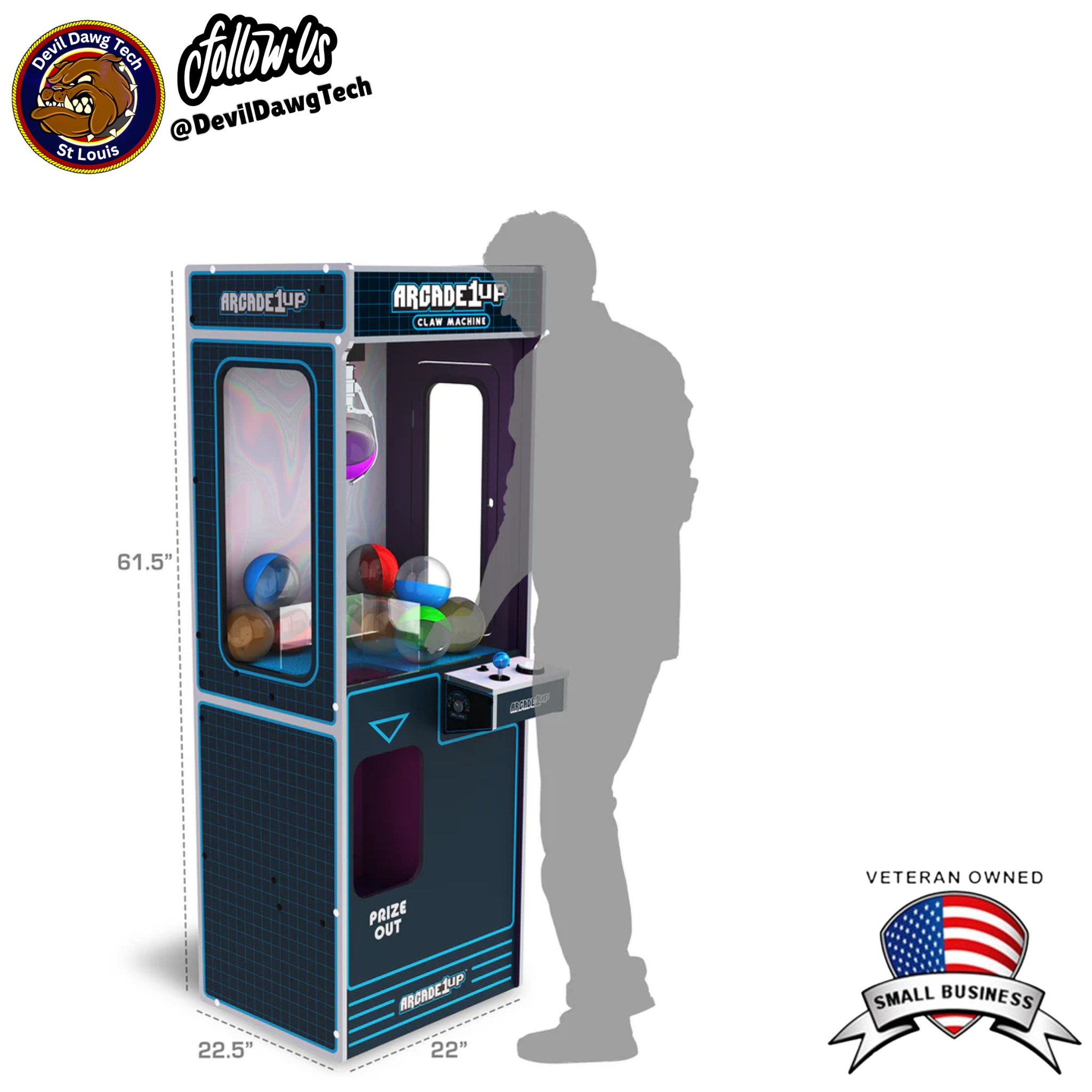 Arcade1Up Full-Size Claw Machine – Refurbished | Light-Up Marquee | Customizable for Plushies, Toys & Party Fun