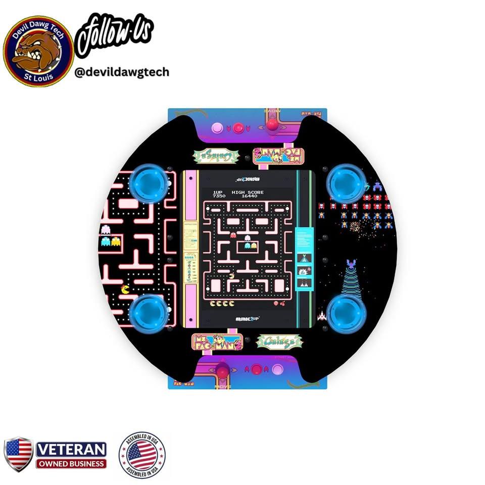 Reconditioned - ARCADE1UP Ms. PAC - MAN / GALAGA Pub Table Arcade Machine 12 Games in 1 top view with classic gameplay.