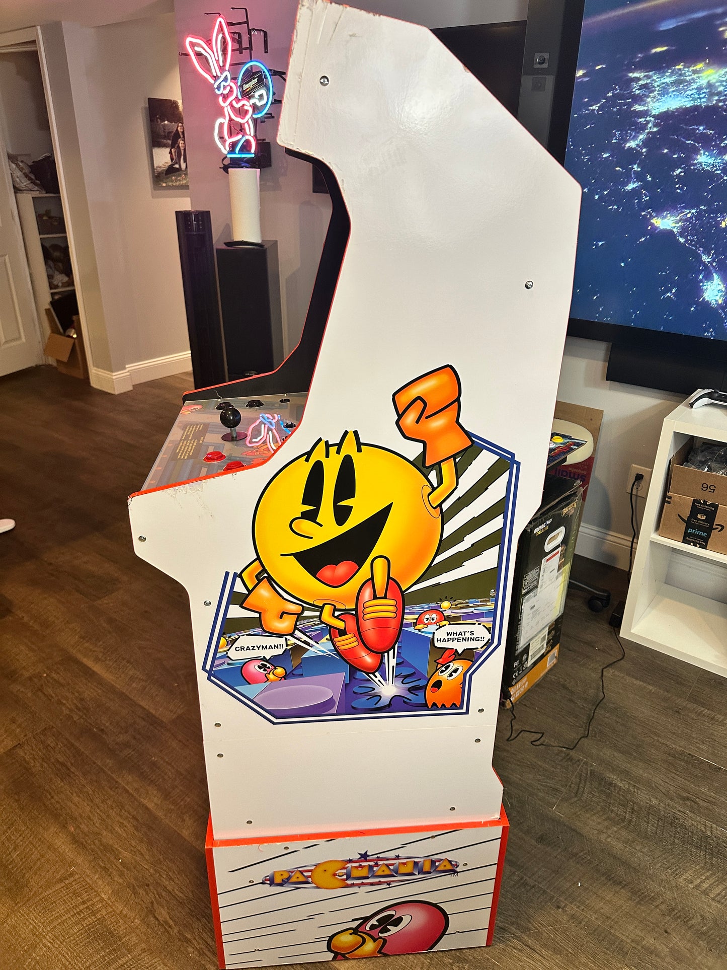 ARCADE1UP Pacmania Bandai Legacy Edition with Riser & Light-up Marquee Arcade Cabinet