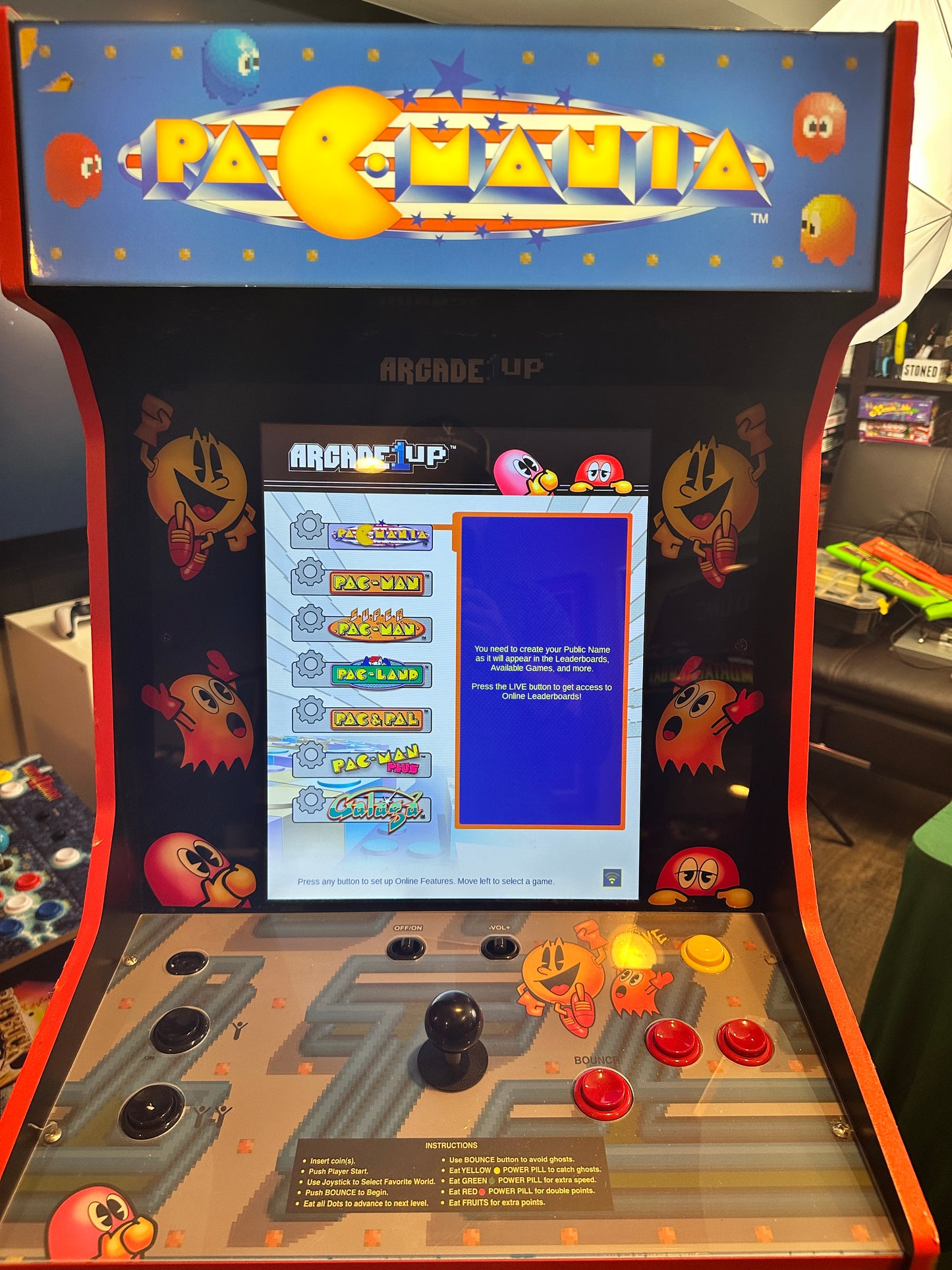 ARCADE1UP Pacmania Bandai Legacy Edition with Riser & Light-up Marquee Arcade Cabinet