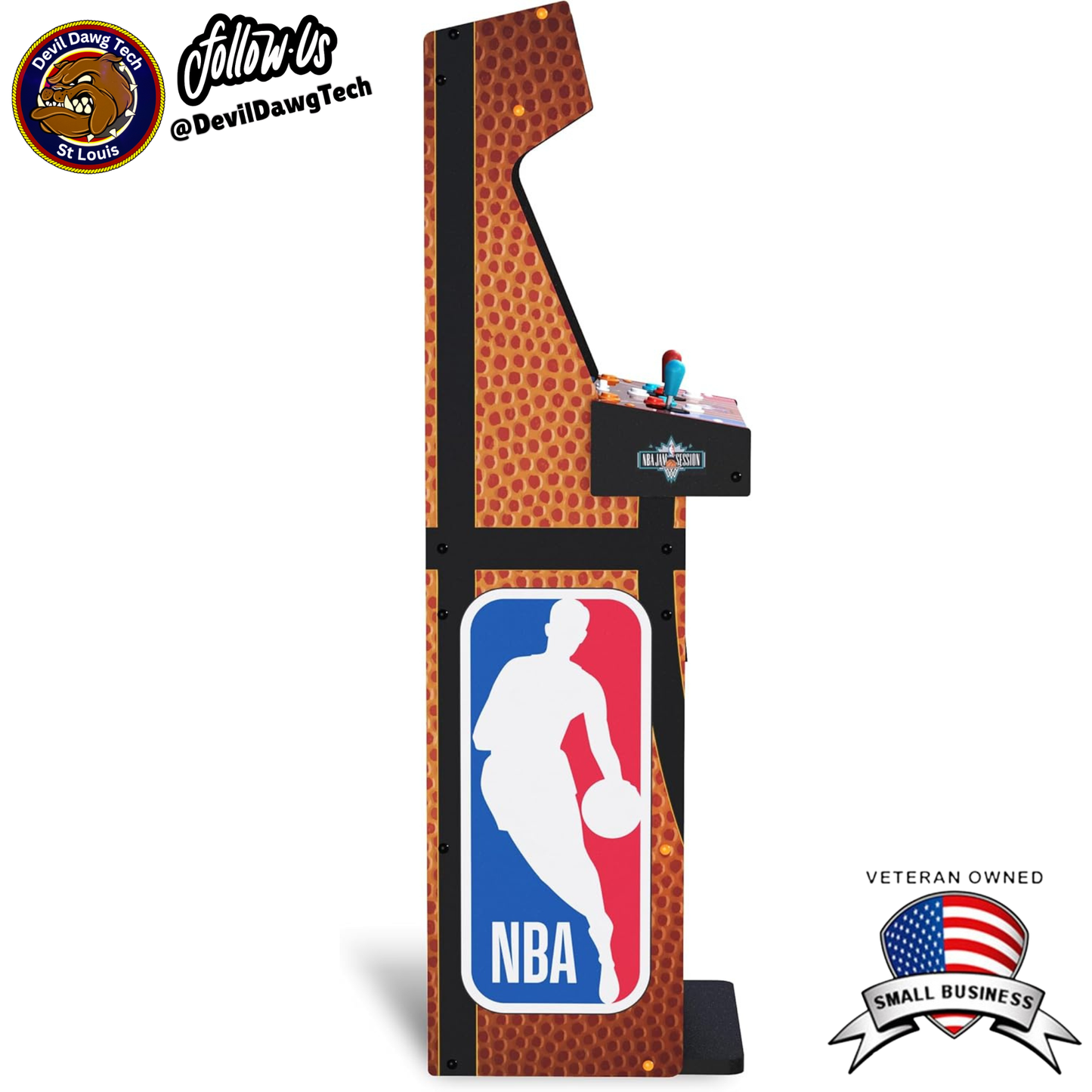 Reconditioned - ARCADE1UP NBA Jam Deluxe 2-Player Control Panel Arcade Machine side view.