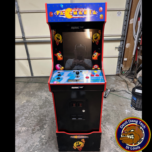 ARCADE1UP Pacmania Bandai Legacy Edition with Riser & Light-up Marquee Arcade Cabinet